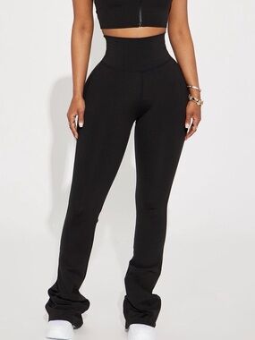 Fashion Nova High-Waist Black Flare Track Pants